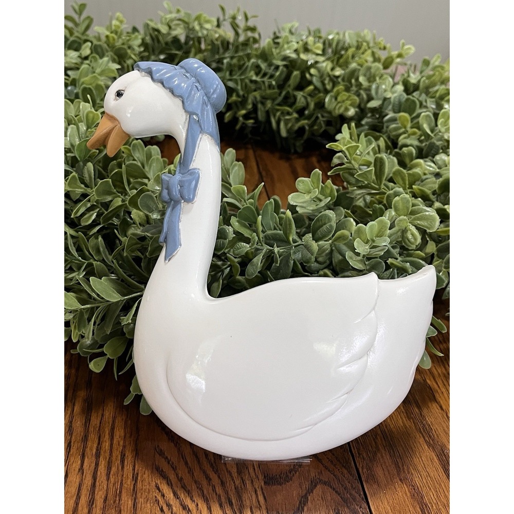 Vintage Burwood Goose Wall Pocket #2814 wall hanging Duck Blue Ribbon HOMCO
